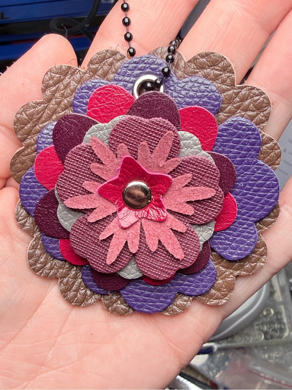 Handmade Floral Bag Charm 💜🩷